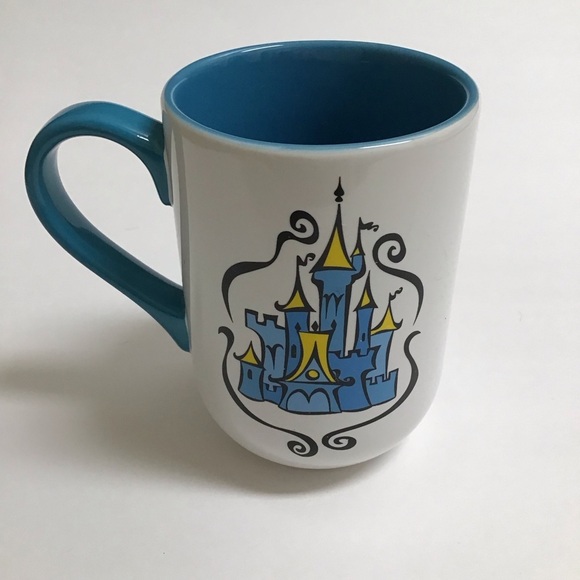 Disney Parks Cinderella Coffee Mug Jaq Gus Animated Cartoon White Teal Tea Cup - Picture 4 of 11